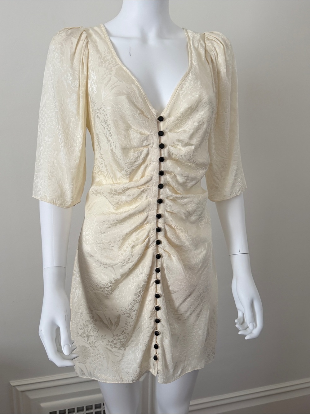 Aritzia Wilfred Le Fou Giselle Tango Silk Ruched Button-Front Mini Dress